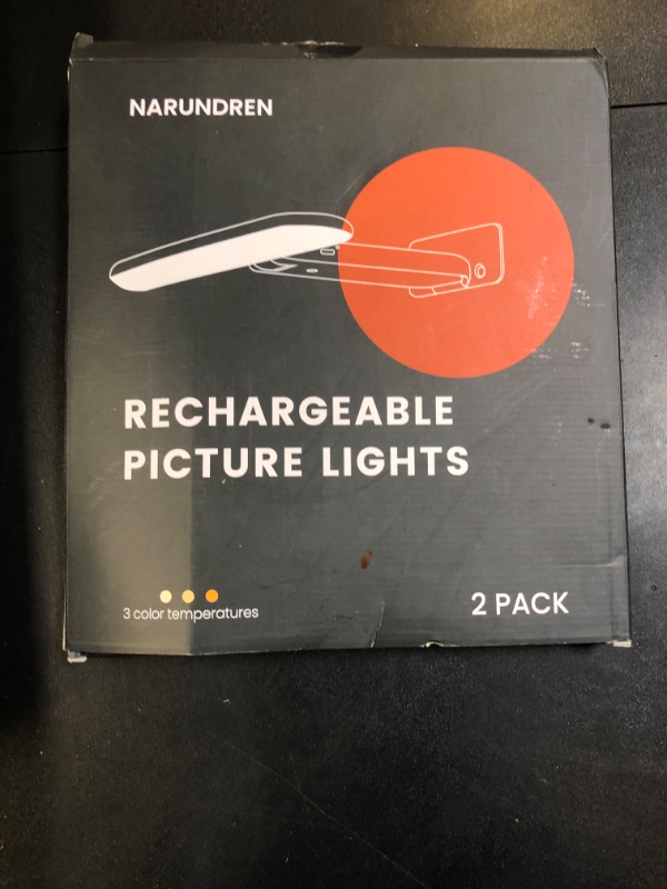 Photo 1 of 2 Pack Picture Lights Battery Operated with Remote, Rechargeable Picture Lights for Wall, 3CCT&Brightness Dimmable,300 LM, Sticker/Screw Installation, Art Light for Gallery, Artwork