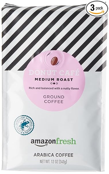 Photo 1 of AmazonFresh Donut Café Ground Coffee, Medium Roast, 12 Ounce (Pack of 3) (BB 06DEC2024)
