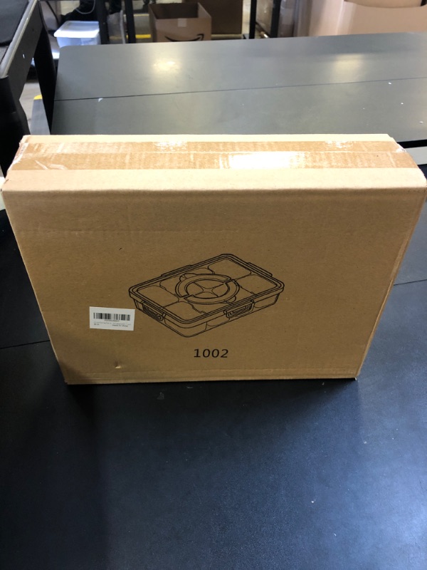 Photo 1 of XINHUISHQZ Snackle Box Charcuterie Container,8 Compartments Snack Tray,Divided Serving Tray with Lid and Handle, Portable Snack Platters for Fruit, Nuts, Candy, Entertaining, Party, Picnic (1 pcs)