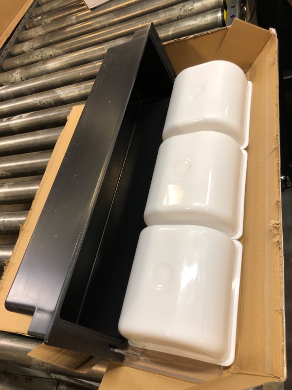 Photo 1 of POWLAB Ice Cooled Condiment Serving Container Fruit Veggie Condiment Caddy Plastic Garnish Station with Lid for Fruit,Ice Cream,Salad Bar-Topping Organizer for Restaurant Supplies (3 Compartments)