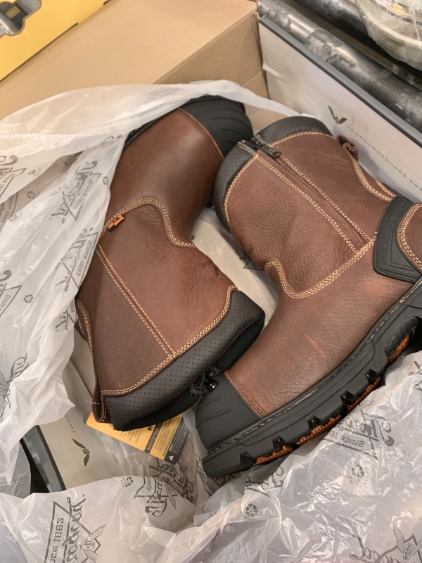 Photo 3 of Thorogood GEN-Flex2 8” Side-Zip Wellington Pull On Work Boots for Men - Full-Grain Leather with Safety Toe, Storm Welt Construction, and Traction Outsole; EH Rated - 11 W US