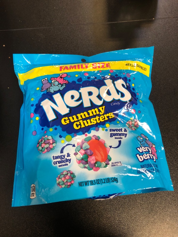 Photo 2 of Nerds Gummy Clusters Candy, Very Berry, Resealable 18.5 Ounce Big Bag Very Berry 18.5oz (Pack of 1) EXP JULY 2025