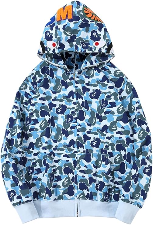 Photo 1 of Hoodie Cotton Shark Camo Fashion Jacket Sweatshirt Zip Up Hip-Hop Outerwear for Men Women
