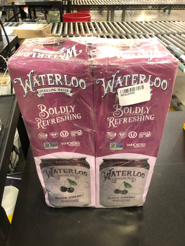 Photo 2 of 2 Waterloo Sparkling Water, Black Cherry Naturally Flavored, 12 Fl Oz Cans (Pack of 12) – Zero Calories and Zero Sugar or Sweeteners of Any Kind EXP SEPT 12 2024