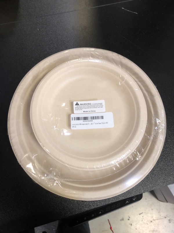 Photo 2 of hooray mida 60 Pcs 10" (30)+ 7"(30) Disposable Paper Plates Dinner Party Paper Plates and Biodegradable Salad Paper Plate 100% Compostable Plates Paper Plates - Heavy-Duty Disposable