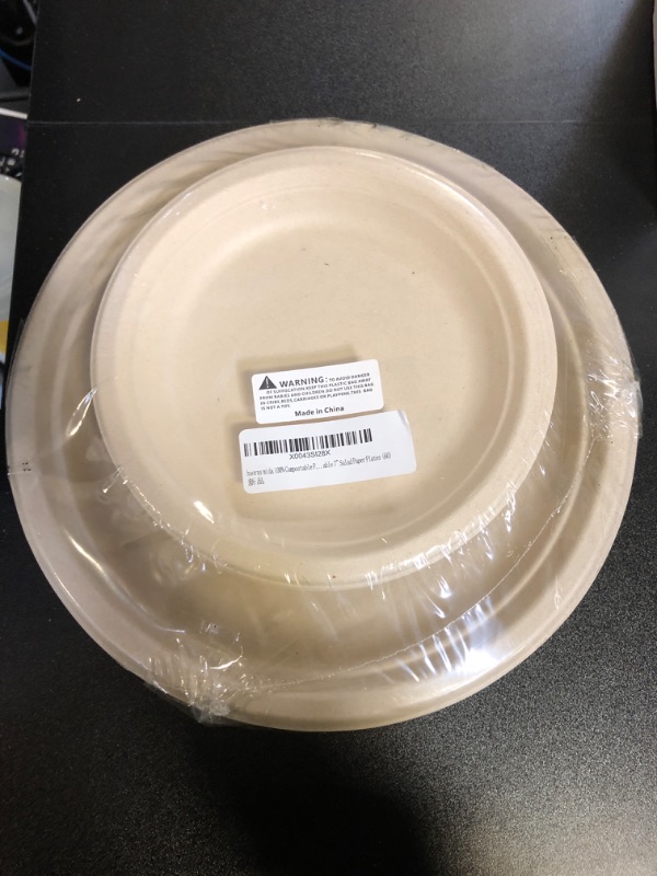 Photo 2 of hooray mida 60 Pcs 10" (30)+ 7"(30) Disposable Paper Plates Dinner Party Paper Plates and Biodegradable Salad Paper Plate 100% Compostable Plates Paper Plates - Heavy-Duty Disposable