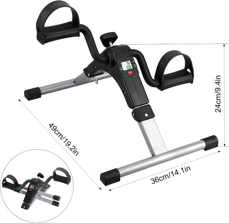 Photo 1 of Folding Pedal Exerciser, Mini Exercise Bike Under Desk Bike Foot Pedal Exerciser, Foot Hand Cycle Portable Peddler Machine Bicycle Exerciser Arm Leg Exerciser While Sitting
