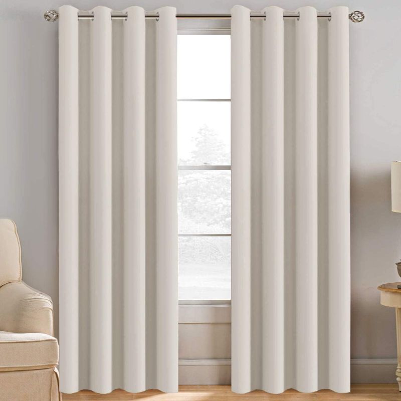 Photo 1 of H.VERSAILTEX Light Blocking Curtain for Living Room Thermal Insulated Window Treatment Panel/Drape for Dining Room, Elegant Soft Curtain for Bedroom Grommet Top One Panel (Ivory - 52x84 Inches)
