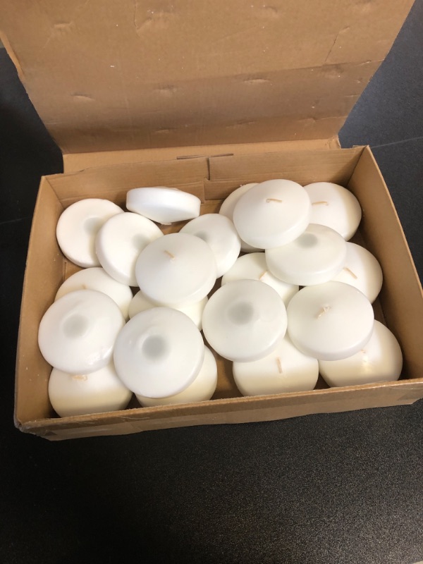 Photo 2 of White Floating Candles 3 inch, 24 Pack Floating Candles 10 Hours Burn Clean & Unscented Floating Candles for Valentine's Day,Romantic Night,Wedding,Proposal Anniversary Decorations