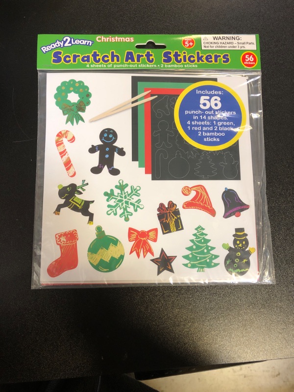 Photo 2 of READY 2 LEARN Scratch Art Stickers - Christmas - Pack of 56 - Customizable, Self-Adhesive Stickers - Scratchable Christmas Stickers for Holiday Crafts