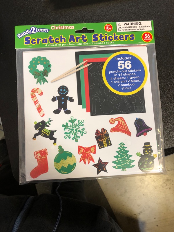 Photo 2 of READY 2 LEARN Scratch Art Stickers - Christmas - Pack of 56 - Customizable, Self-Adhesive Stickers - Scratchable Christmas Stickers for Holiday Crafts