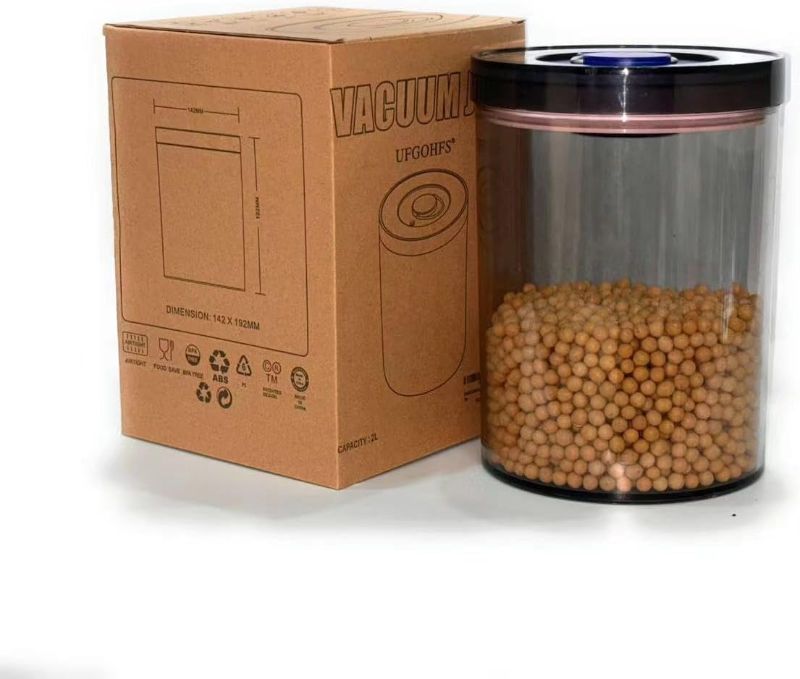 Photo 1 of Coffee Bean Storage Vacuum Seal Container Sealed Coffee Container Sealed Food Storage Container Coffee Vacuum Canister Food Container 2.0 Liter Dark Gray
