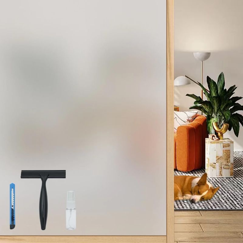 Photo 1 of Window Privacy Film 17.5" x 157.5" Frosted Glass Window Film for Privacy - Static Cling Opaque Privacy Film for Day and Night Protection - Ideal for Home, Office and Bathroom Privacy