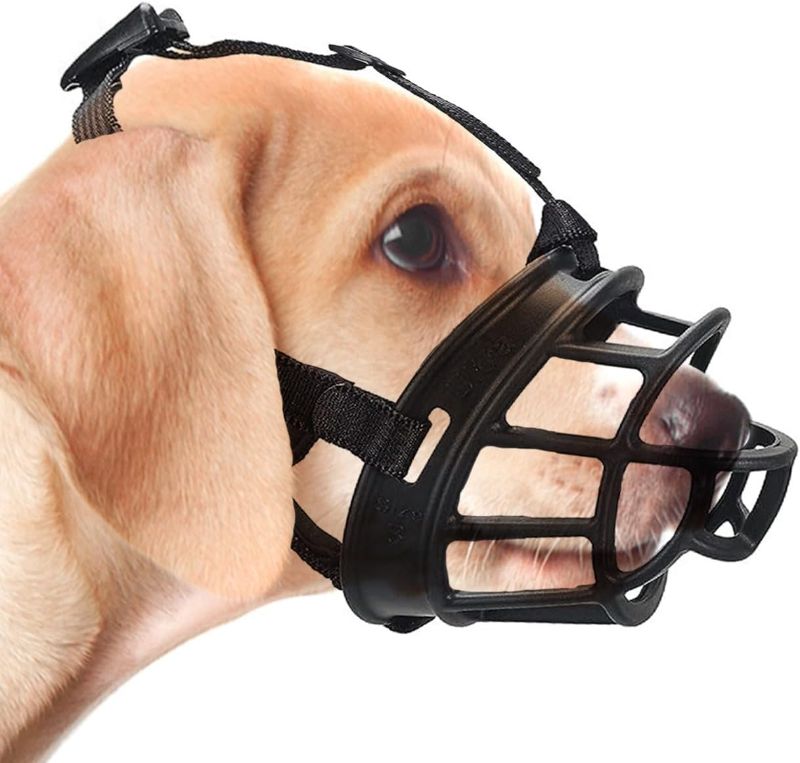 Photo 1 of Dog Muzzle- Black Size 3, Perfect for Medium Dogs, Prevents Chewing and Biting, Basket Allows Panting and Drinking-Comfortable, Gentle, Adjustable, Lightweight
