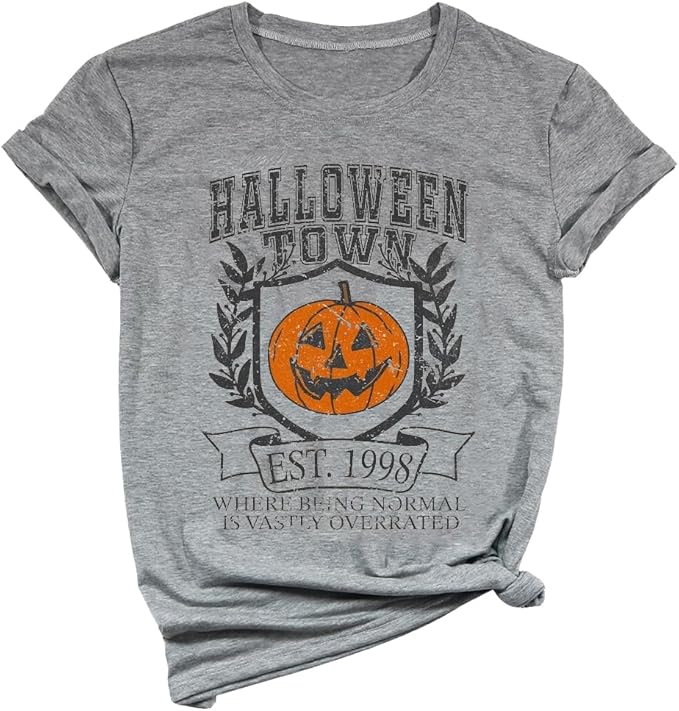 Photo 1 of Ykomow Halloween Pumpkin Shirt Womens Funny Halloweentown University Graphic Tees
