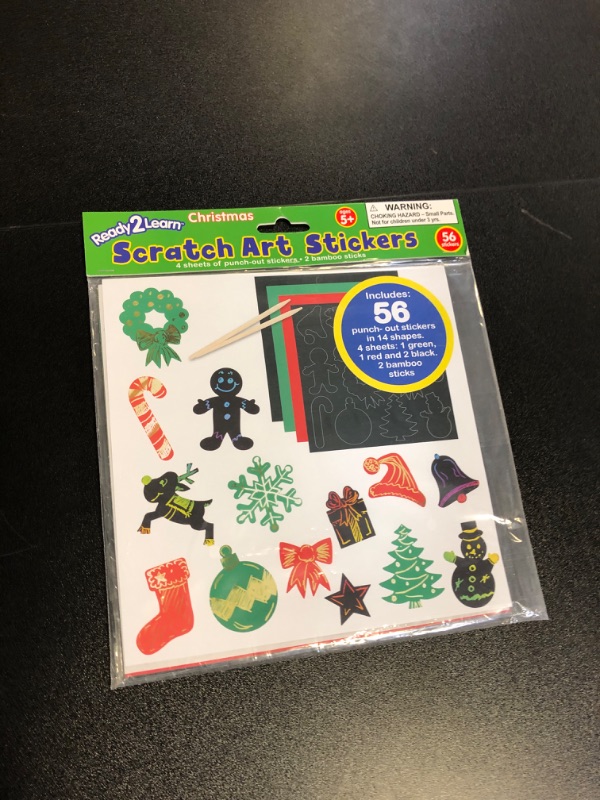 Photo 2 of READY 2 LEARN Scratch Art Stickers - Christmas - Pack of 56 - Customizable, Self-Adhesive Stickers - Scratchable Christmas Stickers for Holiday Crafts