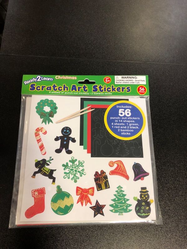 Photo 2 of READY 2 LEARN Scratch Art Stickers - Christmas - Pack of 56 - Customizable, Self-Adhesive Stickers - Scratchable Christmas Stickers for Holiday Crafts