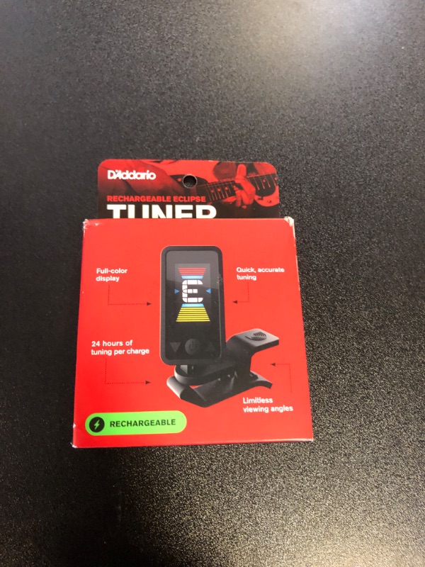 View 2 of D'Addario Accessories Rechargeble Guitar Tuner - Eclipse Headstock Tuner - Clip On Tuner for Guitar - Great for Acoustic Guitars & Electric Guitars - Quick & Accurate Tuning