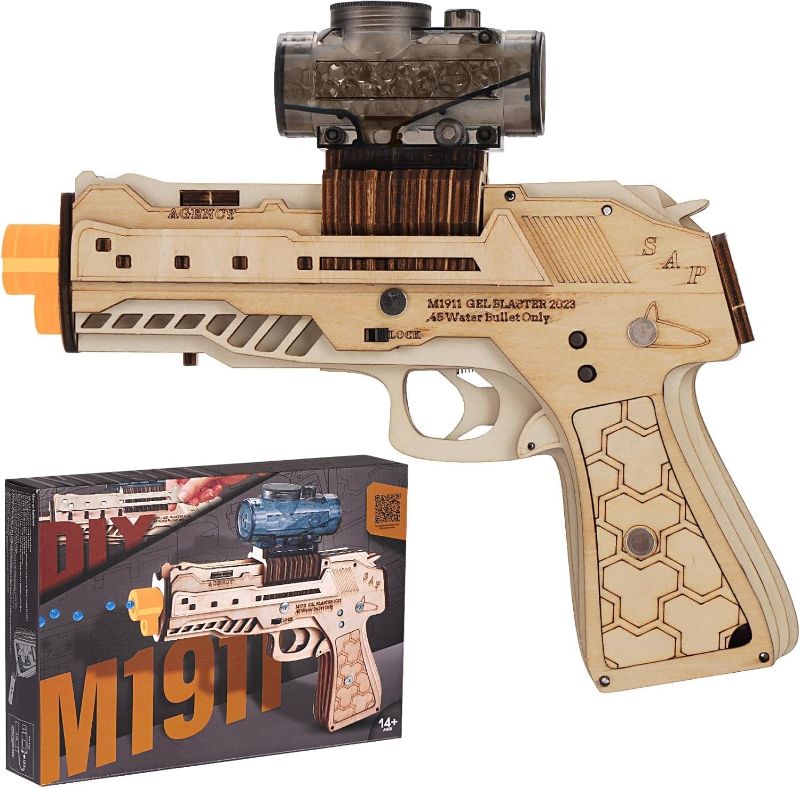 Photo 1 of 3D Wooden Puzzles Gun, Wood Gun Puzzles for Adult, Rechargeable Electric DIY M1911 Model Puzzle Toy Guns, Unique DIY Wood Crafts Building Kits as Christmas Birthday Gifts
