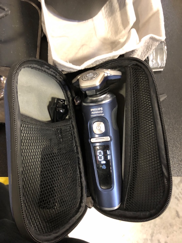 Photo 2 of Philips Norelco Shaver Series 9000 Prestige, Wet and Dry Electric Shaver, Blue, Lift & Cut Shaving System, SkinIQ Technology, Precision Trimmer, Nose Trimmer, Qi Charging Pad, Cleaning Pod, SP9886/89