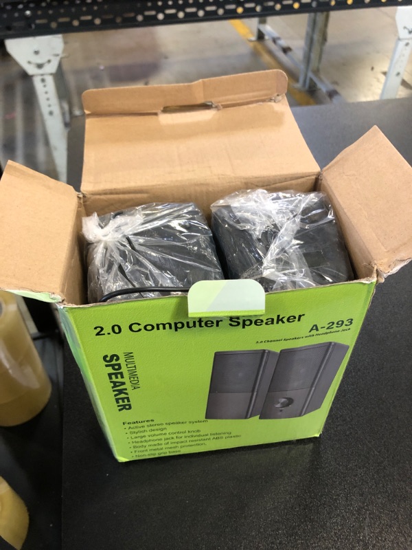 Photo 1 of ROSON Computer Speaker, Compact Size Speaker with Headphone Jack, Enhanced Bass and Volume Control, Stereo 2.0 USB Powered 3.5mm Aux Multimedia Speakers for Laptop/Desktop/Tablets/Phone