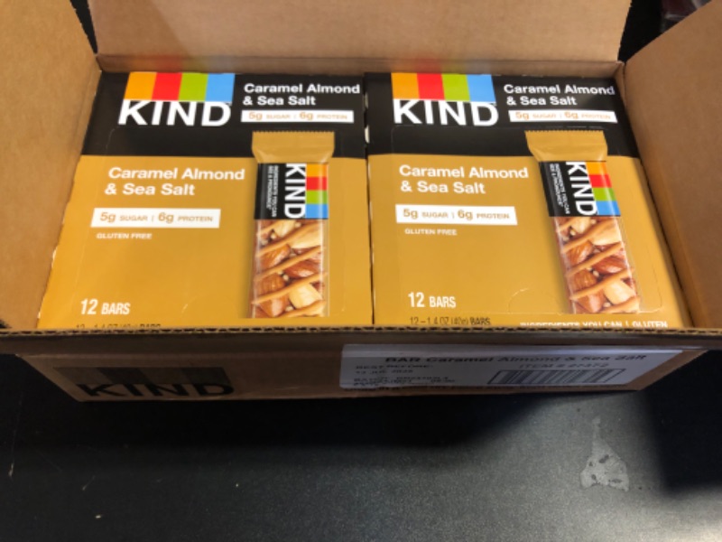 Photo 2 of KIND Bars, Caramel Almond & Sea Salt, Healthy Snacks, Gluten Free, Low Sugar, 6g Protein, 24 Count
EXP JULY 13/2025