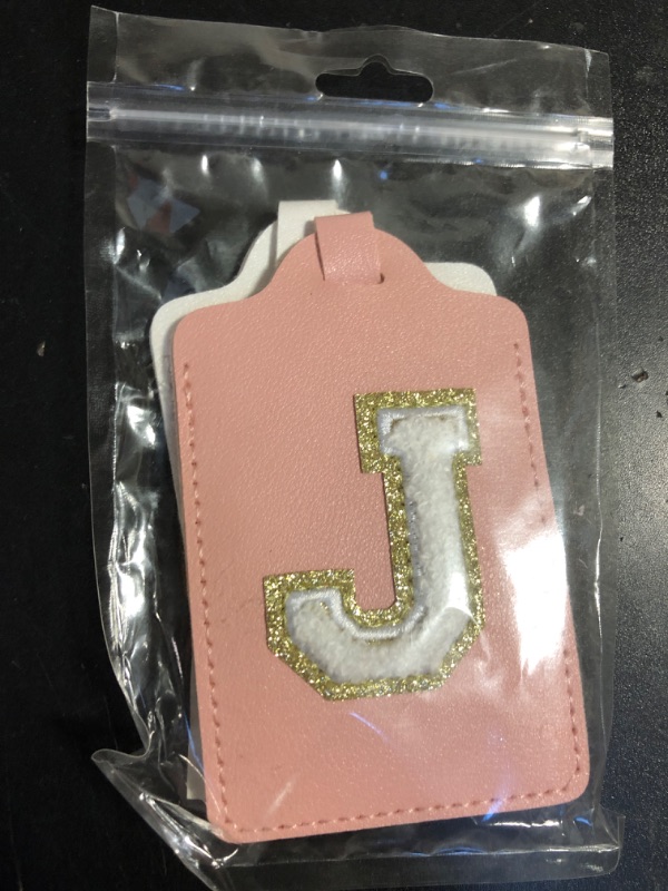 Photo 3 of 2 Pcs Personalized Initial Luggage Tag, Cute Chenille Letter Luggage Tags for Suitcases PU Leather Bag Tags for Luggage, Waterproof Luggage Identifiers for Suitcases Suitcase Tags for Girls(Letter J)