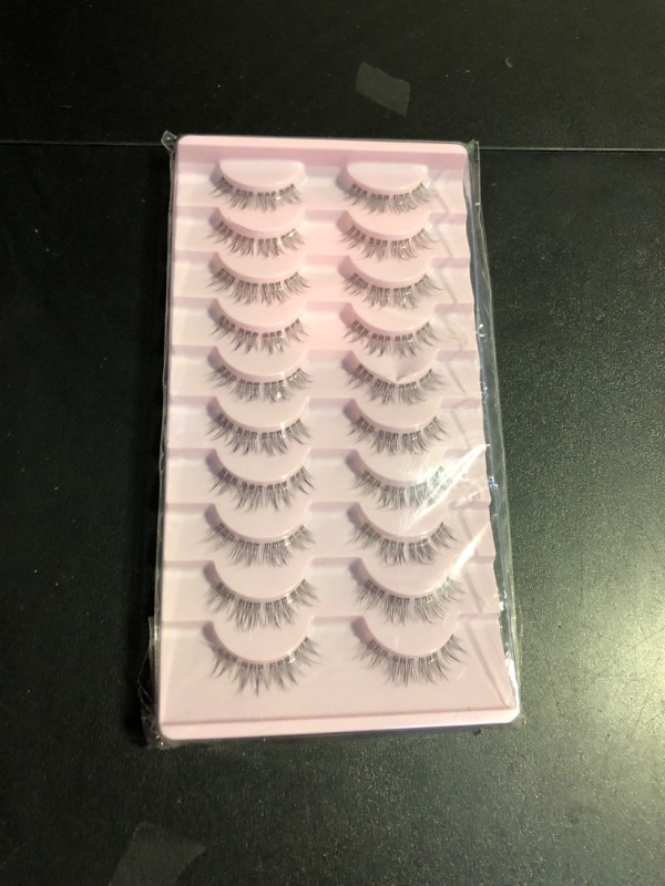 Photo 2 of 10 Pairs Lashes False Eyelashes Wispy Natural Mink Lashes Fake Eye Lashes Clear Lash Band Fake Eyelashes Pack