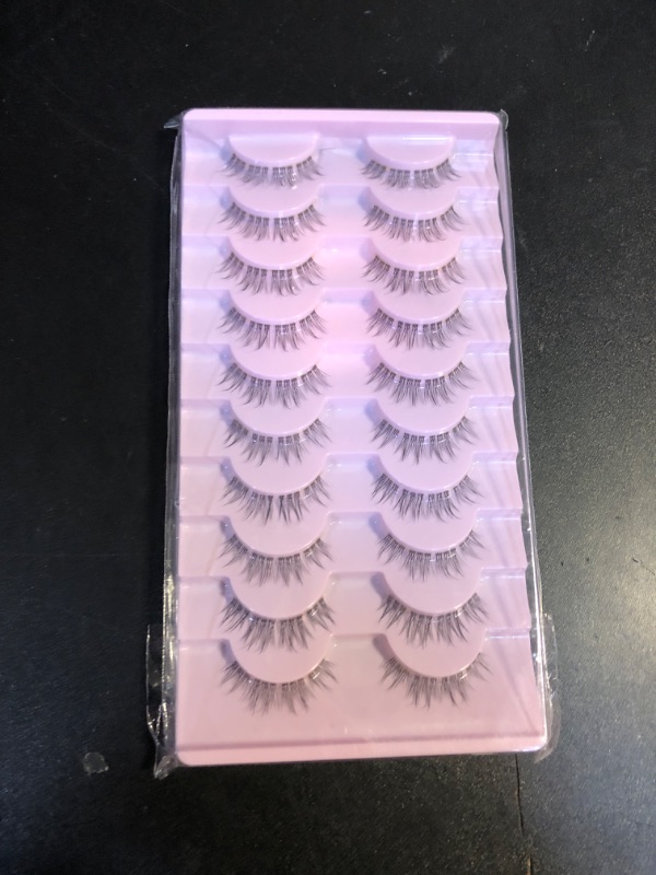 Photo 2 of 10 Pairs Lashes False Eyelashes Wispy Natural Mink Lashes Fake Eye Lashes Clear Lash Band Fake Eyelashes Pack