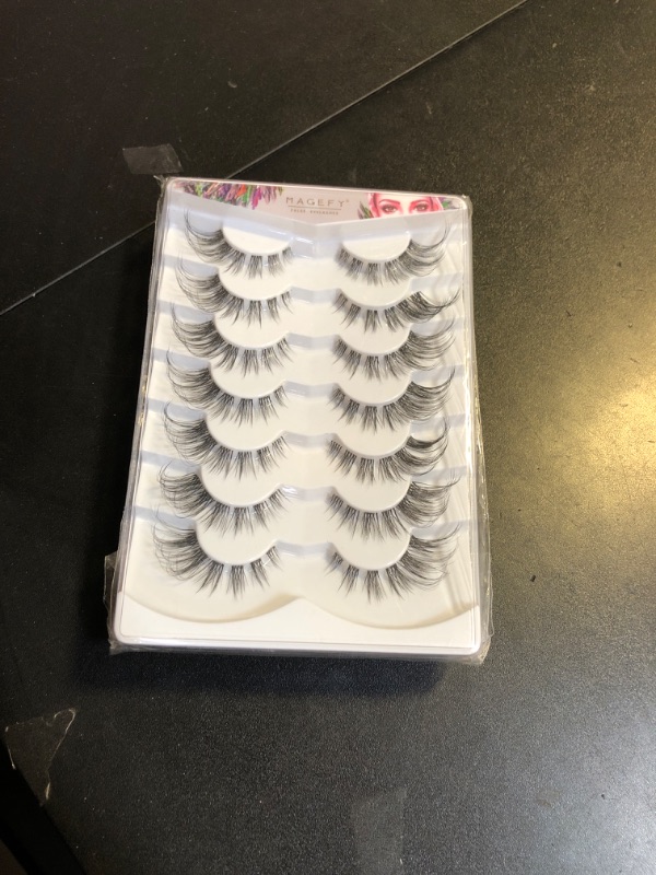 Photo 2 of MAGEFY Eyelashes, Fluffy Cat Eye Lashes Wispy Reusable Soft Lashes that Look Like Extensions, 7 Pairs Pack Clear Band Fake Eyelashes