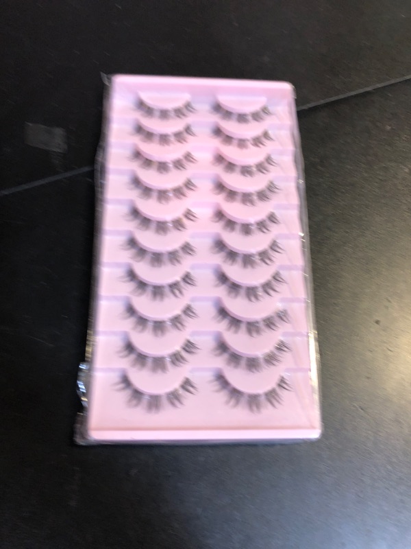 Photo 2 of 10 Pairs Lashes Wispy Mink Lashes Fluffy Eye Lashes Natural Look Clear Lash Band Fake Eyelashes Pack