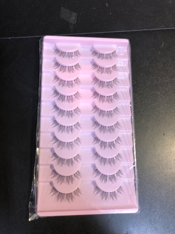 Photo 2 of 10 Pairs Lashes False Eyelashes Wispy Natural Mink Lashes Fake Eye Lashes Clear Lash Band Fake Eyelashes Pack