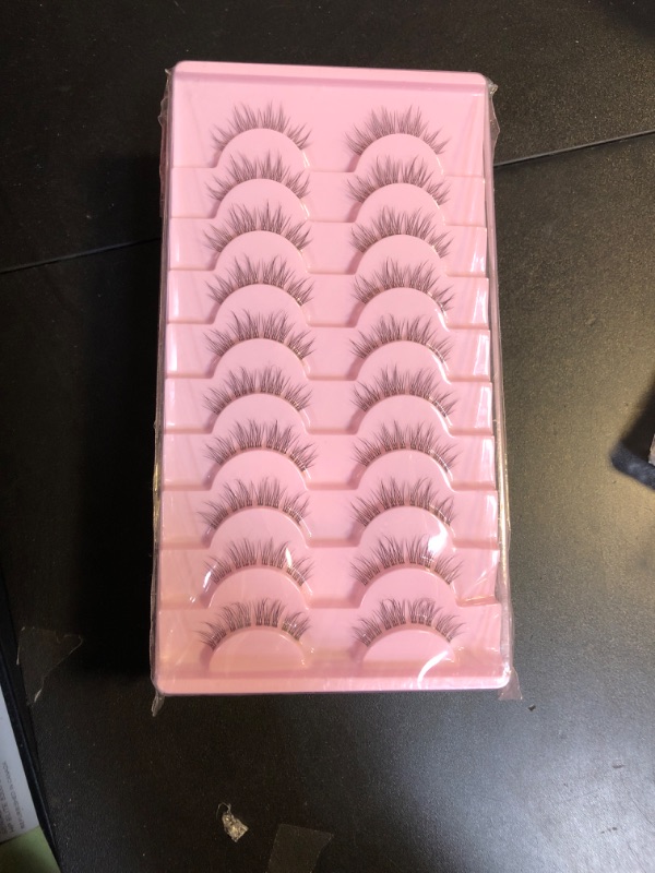 Photo 2 of 10 Pairs Lashes Wispy Mink Lashes Fluffy Eye Lashes Natural Look Clear Lash Band Fake Eyelashes Pack