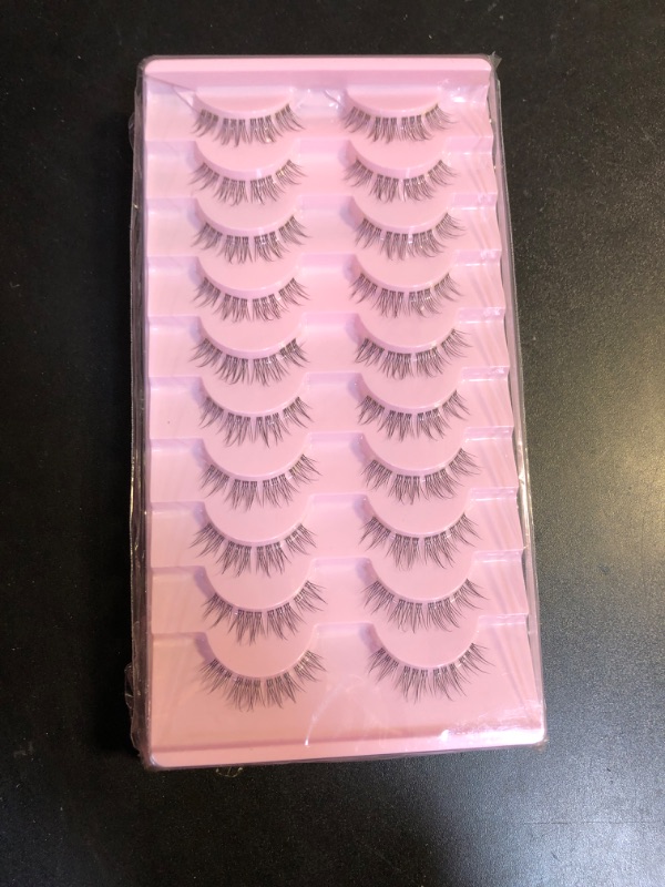 Photo 2 of 10 Pairs Lashes False Eyelashes Wispy Natural Mink Lashes Fake Eye Lashes Clear Lash Band Fake Eyelashes Pack