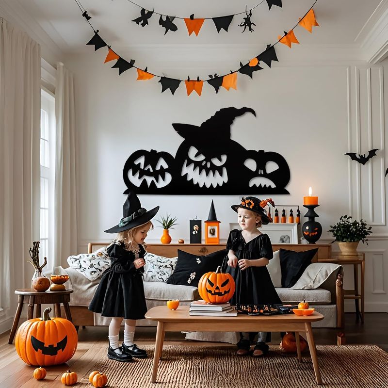 Photo 1 of 59" Scary Halloween Decorations Halloween Silhouette with Lights for Halloween Wall Garage Door Yard Decor-Terror Pumpkin