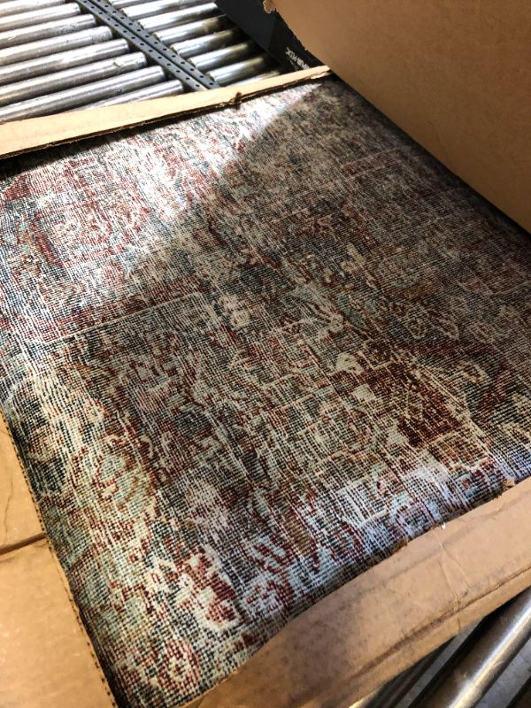 Photo 2 of Loloi Chris Loves Julia x Jules Collection, Lagoon & Brick 9'-6" x 14' Area Rug – Vintage Accent Rugs for Living Room, Bedroom, Entryway & Hallway, No Shed High Traffic Area Home Decor Rug