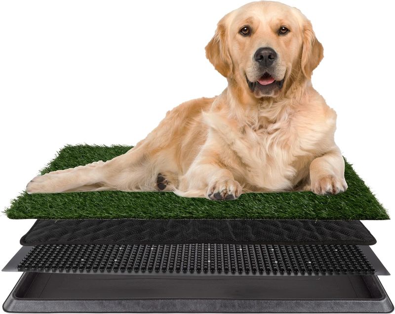 Photo 1 of Artificial Grass Puppy Pee Pad for Dogs and Small Pets - 20x30 Reusable 4-Layer Training Potty Pad with Tray - Dog Housebreaking Supplies by PETMAKER, PET6200
