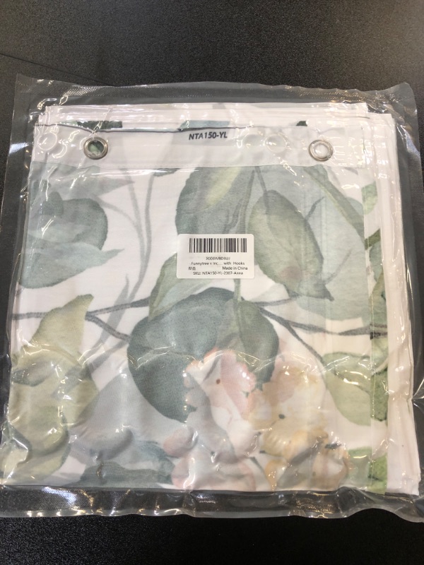 Photo 2 of Funnytree 72x72 Inch Polyester Green Eucalyptus Leaves Shower Curtain Set Bathtub Bathroom Decor with 12 Hooks