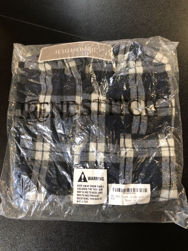 Photo 2 of TRENDSTITCH Boys Plaid Button Down Shirt Jacket, Long Sleeve Hooded Shirt with Chest Pocket, Kids Fall Jacket Tops, Navy Blue, 8 years