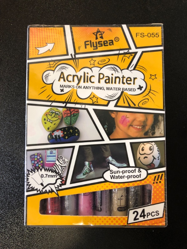 Photo 1 of Acrylic Paint Pens, Paint Markers Extra-fine Tip, 24 Colors Paint Pens for Rock Painting, Wood, Ceramic, Glass, Stone, Fabric & DIY Mug Design