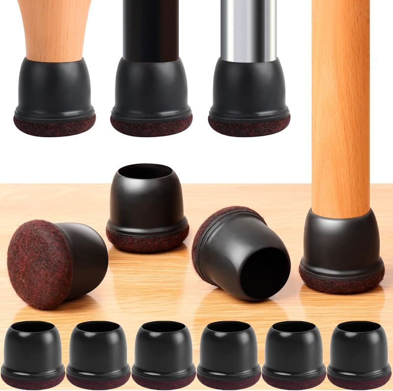 Photo 1 of 32pcs Felt Chair Leg Floor Protectors Round Furniture Sliders, Silicone Chair Leg Protectors Furniture Floor Protectors for Hardwood, Chair Leg Cover Caps, Anti-scratches & Noise(Black,Fit: 1.1"-1.3")
