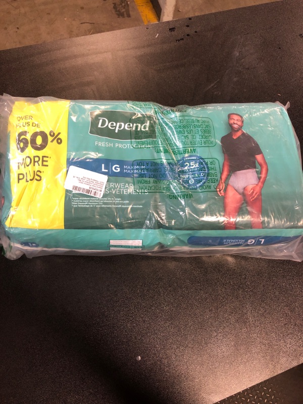 Photo 2 of Depend Fresh Protection Adult Incontinence Underwear for Men (Formerly Depend Fit-Flex), Disposable, Maximum, Large, Grey, 28 Count, 