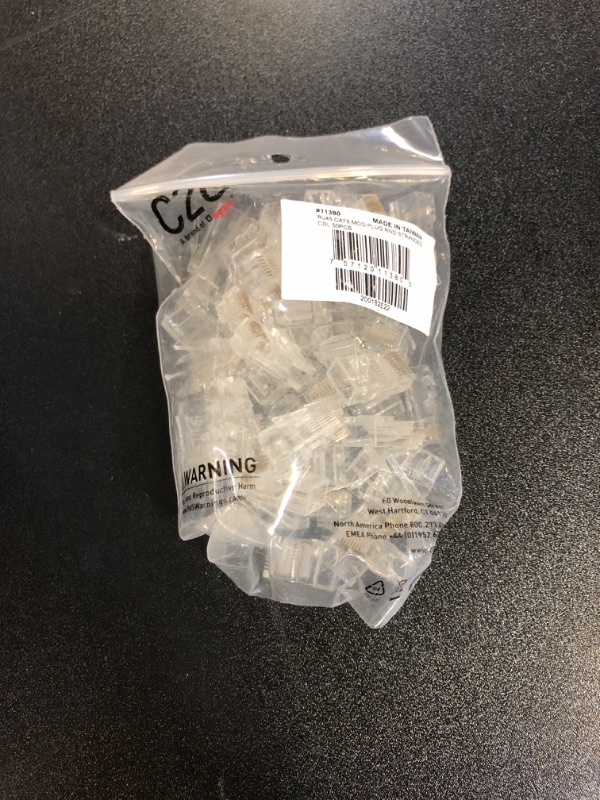 Photo 2 of C2G Legrand RJ45 Modular Load Bar Connectors, RJ45 Cat5e Modular Plug to Use as Data Transfer Plug, Multipack Ethernet Cable Plug, 100 Per Pack, 1 Pack, C2G 27575