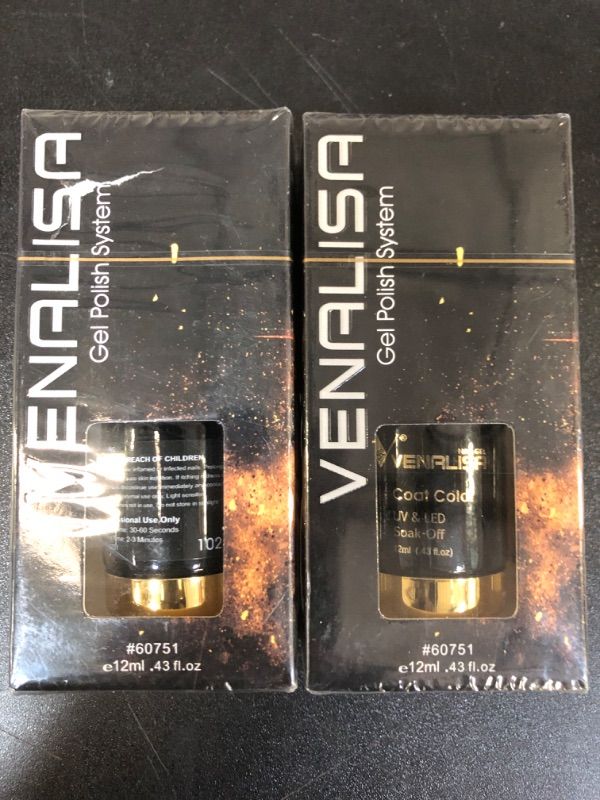 Photo 1 of 2 Pack VENALISA Charming Golden Gel Nail Polish, 1Pcs Gold Color Gel Polish Nail Polish Gel High Gloss Soak Off Gel Nail French Nail Manicure Salon DIY