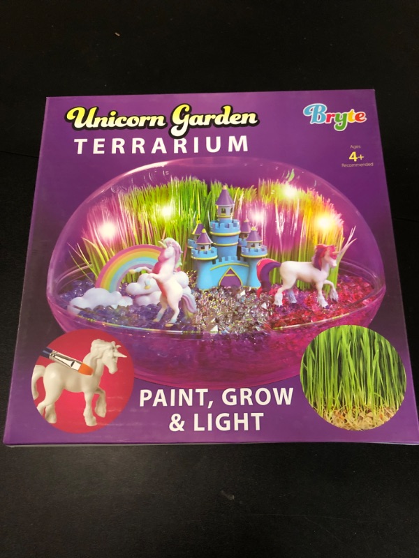 Photo 2 of Bryte  Unicorn Terrarium Kit for Kids - Grow Plant, Castle, Paint Set, Crystal Rock, Fairy Garden Lights, Arts & Crafts, STEM Activities, Birthday Gifts, Toys for Girls Aged 4 –12 yrs