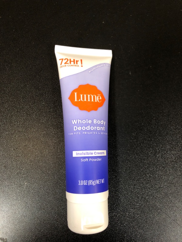 Photo 2 of Lume Whole Body Deodorant - Invisible Cream Tube - 72 Hour Odor Control - Aluminum Free, Baking Soda Free, Skin Safe - 3.0 ounce (Soft Powder)