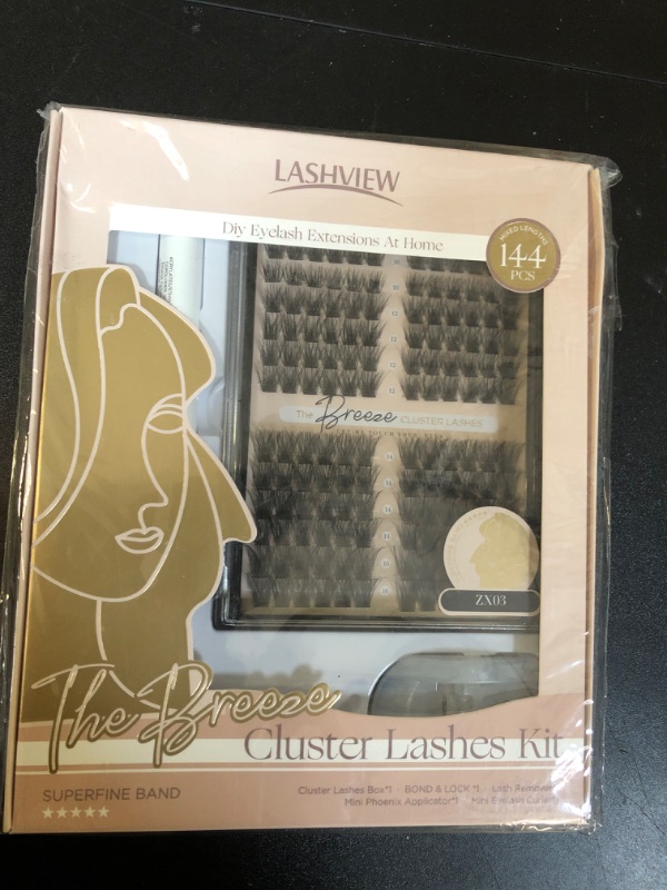 Photo 1 of LASHVIEW DIY Eyelash Extensions Kit,144 Pcs Lash Clusters, Eyelash Clusters Golden Tweezer, Cluster Lashes Bond and Seal Waterproof for DIY Lash Extensions (ZX3-D-mix)