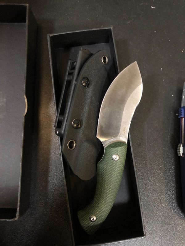 Photo 2 of Watchman WF220 EDC Fixed Blade Knife 14C28N Blade Steel Micarta Handle with Kydex Sheaths for Outdoor Activities Camping (Green)