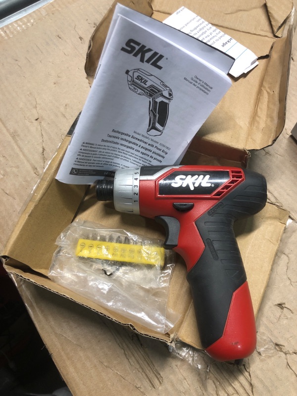 Photo 1 of SKIL 4V Pivot Grip Rechargeable Cordless Screwdriver, Includes 9pcs Bit, 1pc Bit Holder, USB Charging Cable - SD561802