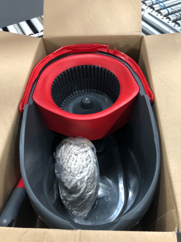 Photo 1 of O-Cedar EasyWring Deep Clean Microfiber Spin Mop with Bucket System and 1 Extra Mop Head Refill
